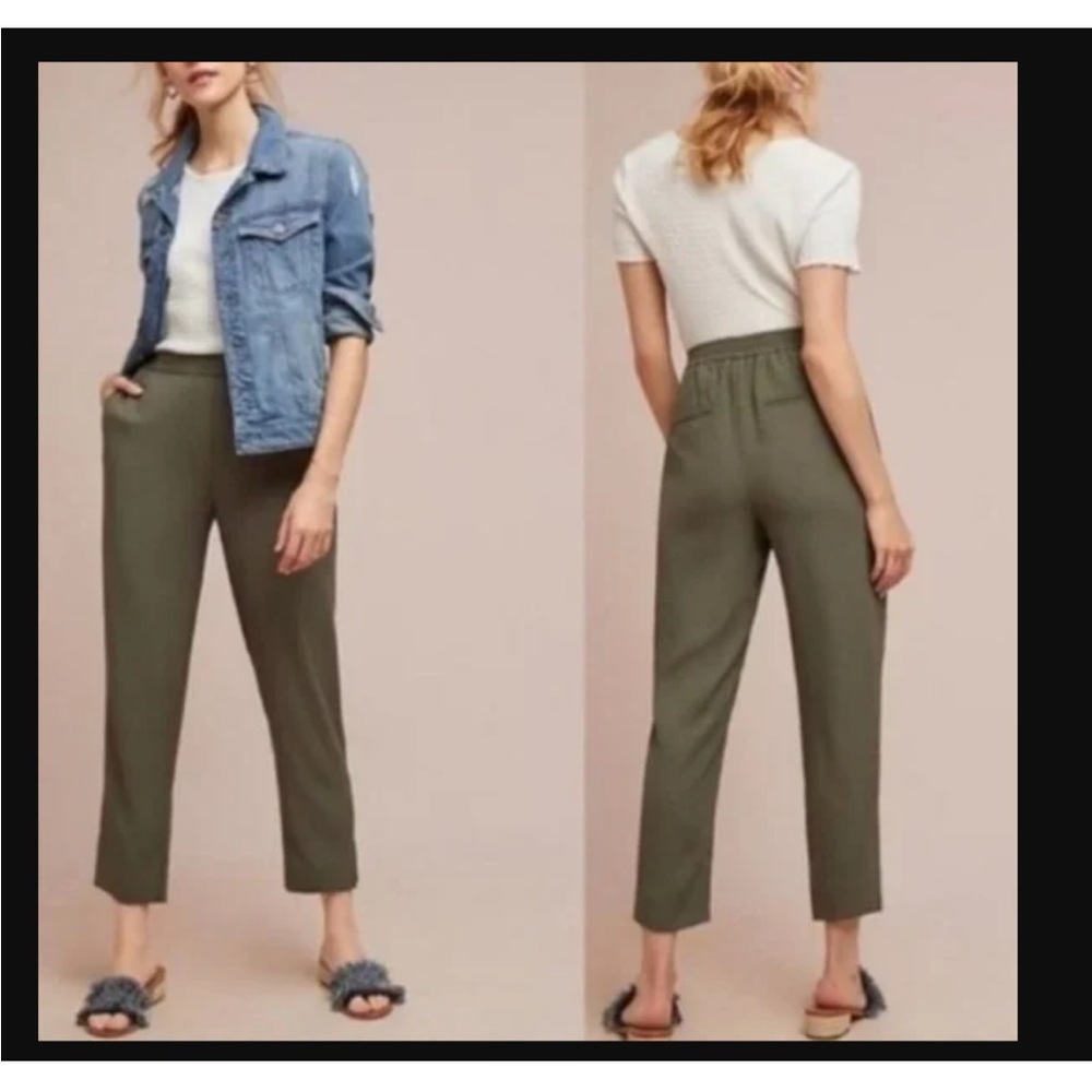 Anthropologie The Essential Crepe Pants in Moss